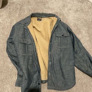 Chambray Jcrew Shirt Jacket with Sherpa Lining